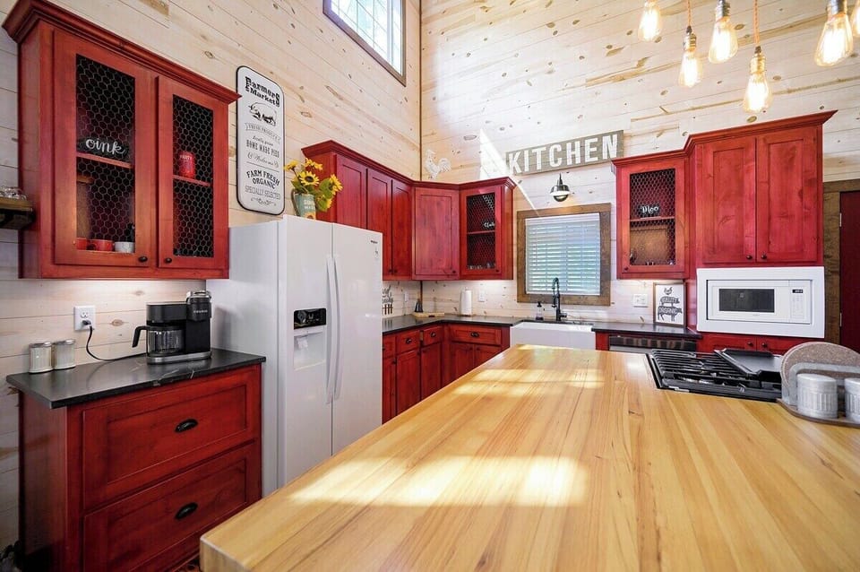 Large butcher slab kitchen island