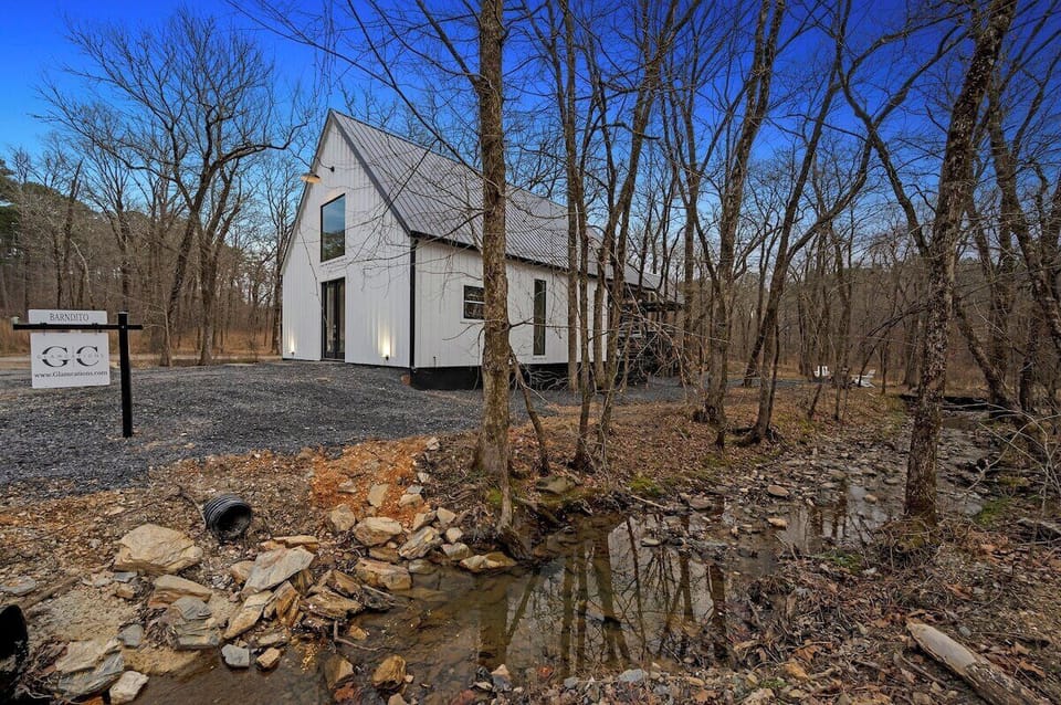 Unique barndominium cabin next to seasonal creek