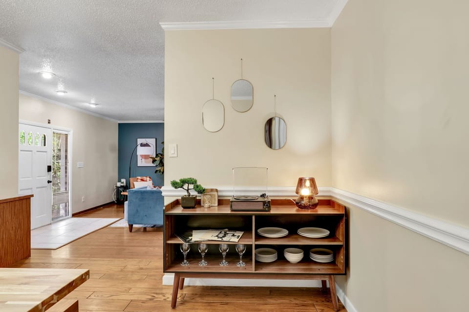 Dining Side Board With Record Player and Records