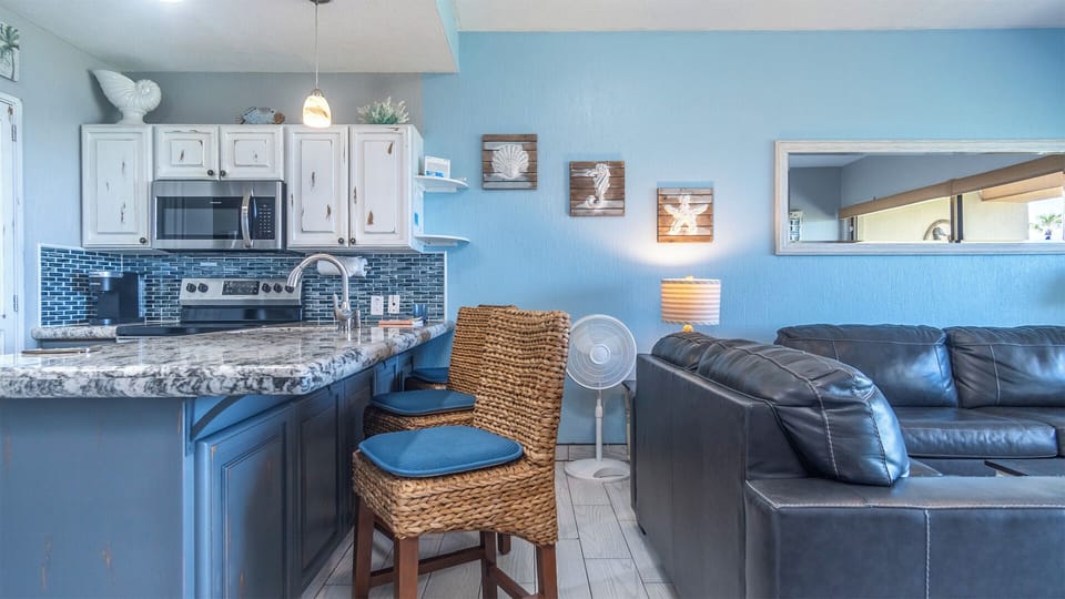 Extra seating at the kitchen counter.