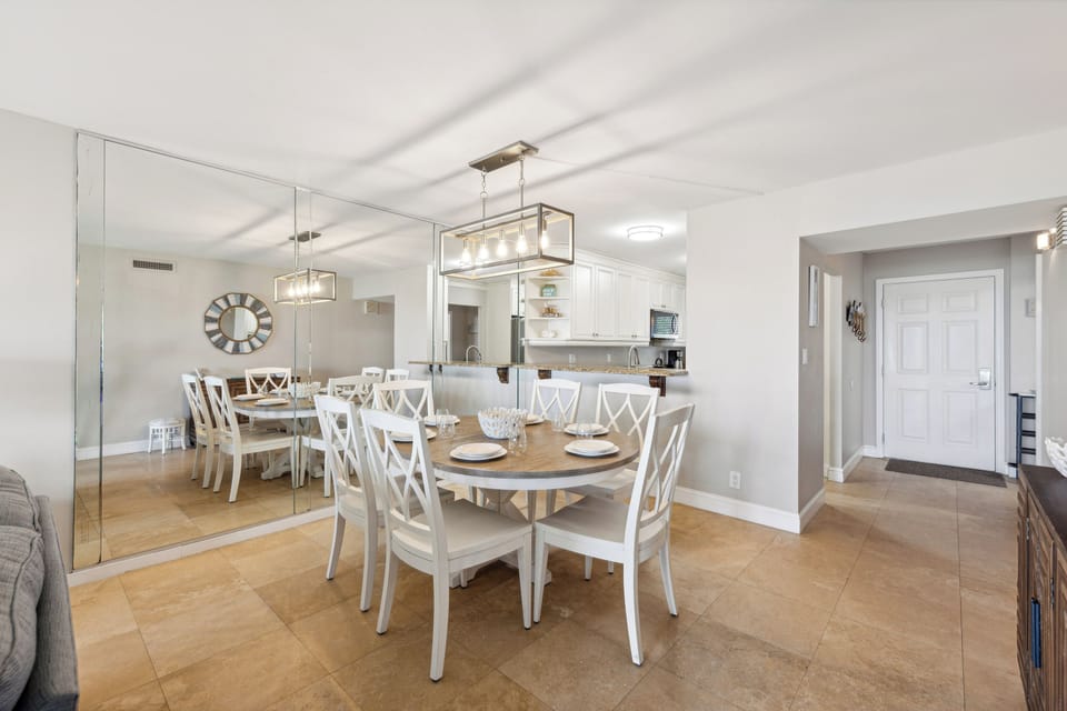 Dining table featuring 6 chairs