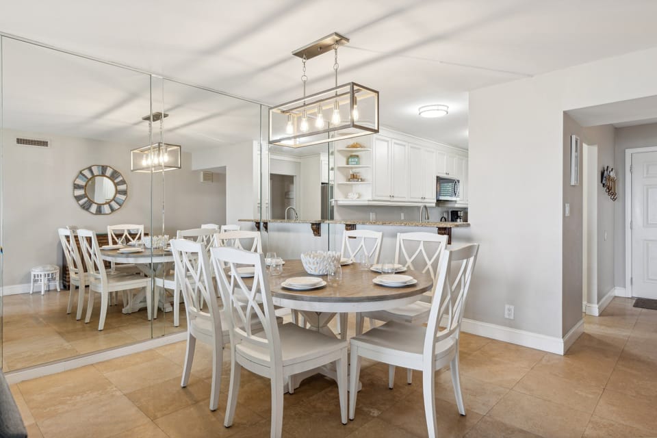 Dining table featuring 6 chairs