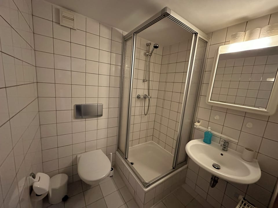Classic Double Room, Courtyard View | Bathroom | Shower, towels, soap, shampoo
