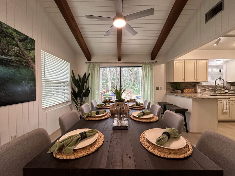 Furniture, Table, Indoors, Ceiling Fan, Dining Room
