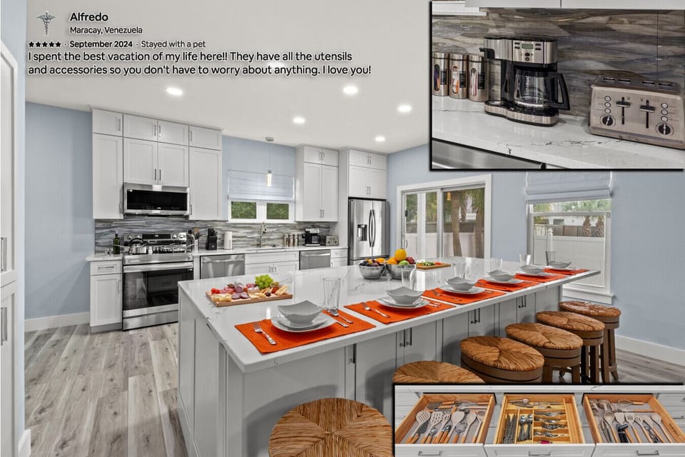 Prepare delicious meals in a sleek kitchen with two dishwashers and a full set of utensils. You`ll have everything you need for a comfortable stay.