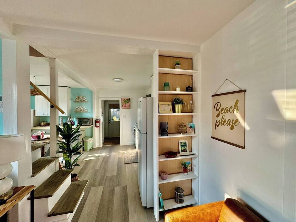 Staircase is narrow to loft bedroom area
