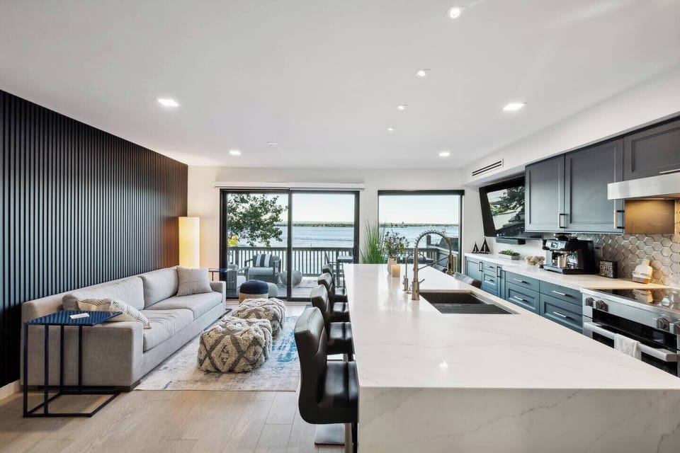 kitchen and living room