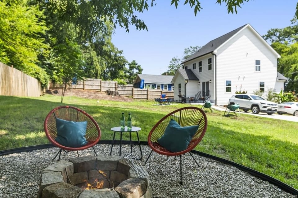 Outdoor patio with fire pit