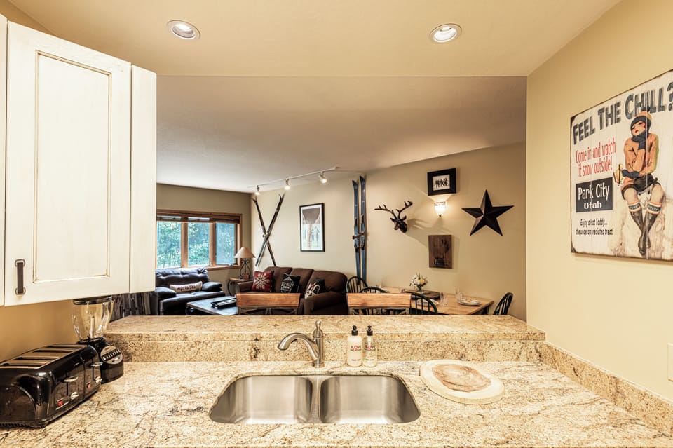 Kitchen open to living area