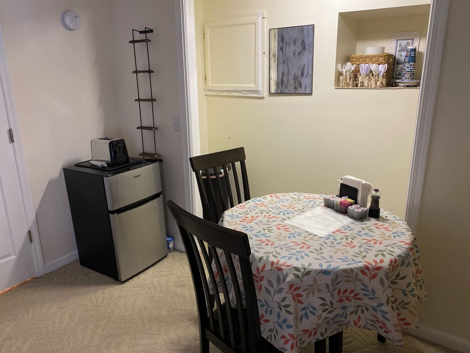 Kitchenette- appliances include  Keurig, microwave, mini fridge, water cooler