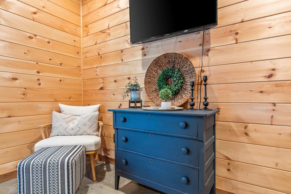 Unwind in our plush seating corner, complete with a smart TV for your entertainment