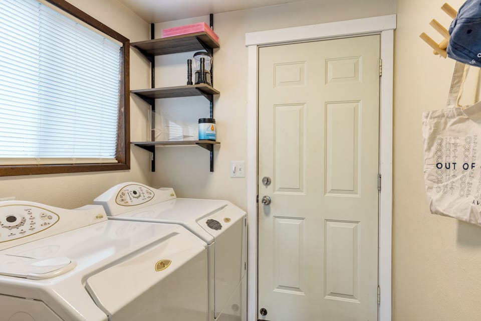 In-home laundry includes a washer and dryer.