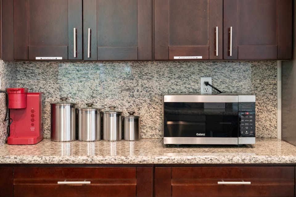 Well-equipped kitchen tools for home-cooked meals.