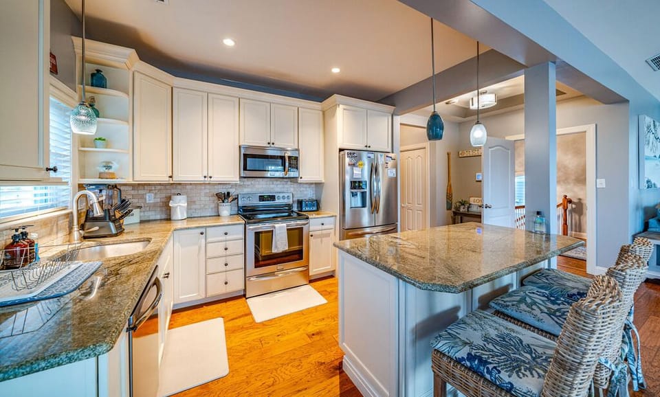 Spacious kitchen with modern amenities
