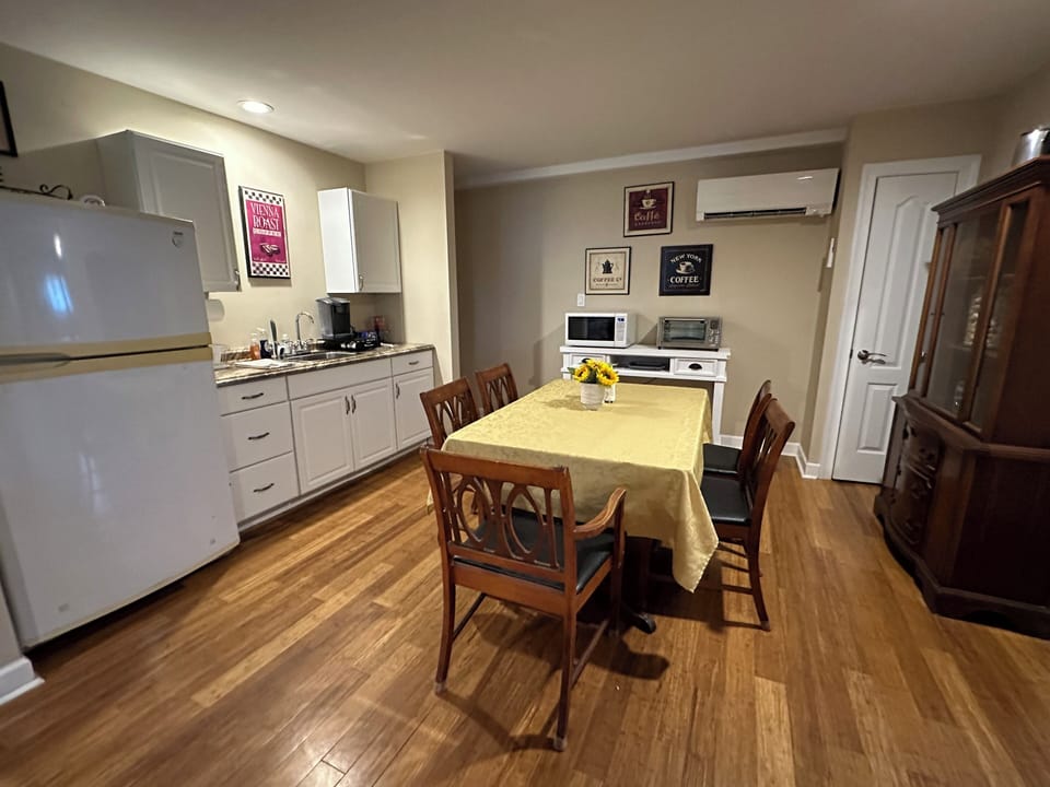 Kitchenette with Refrigerator, Sink, Keurig Coffee Maker, Microwave and AirFryer