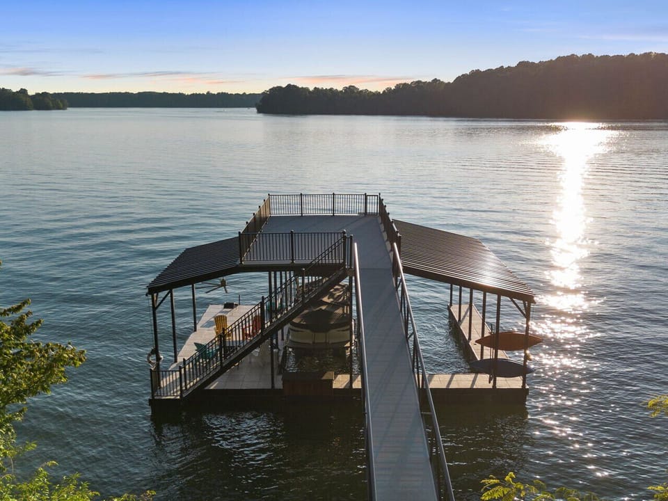 Enjoy beautiful sunsets from the double decker dock with slip