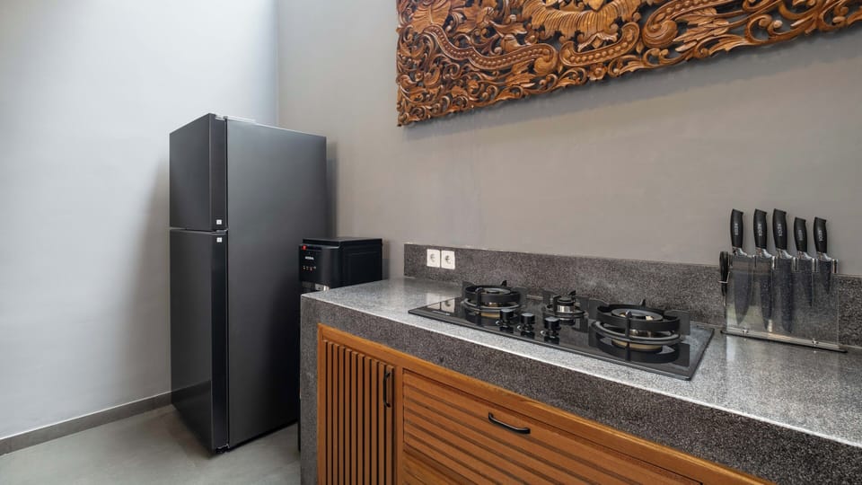 Villa | Private kitchen | Fridge, microwave, coffee/tea maker, toaster