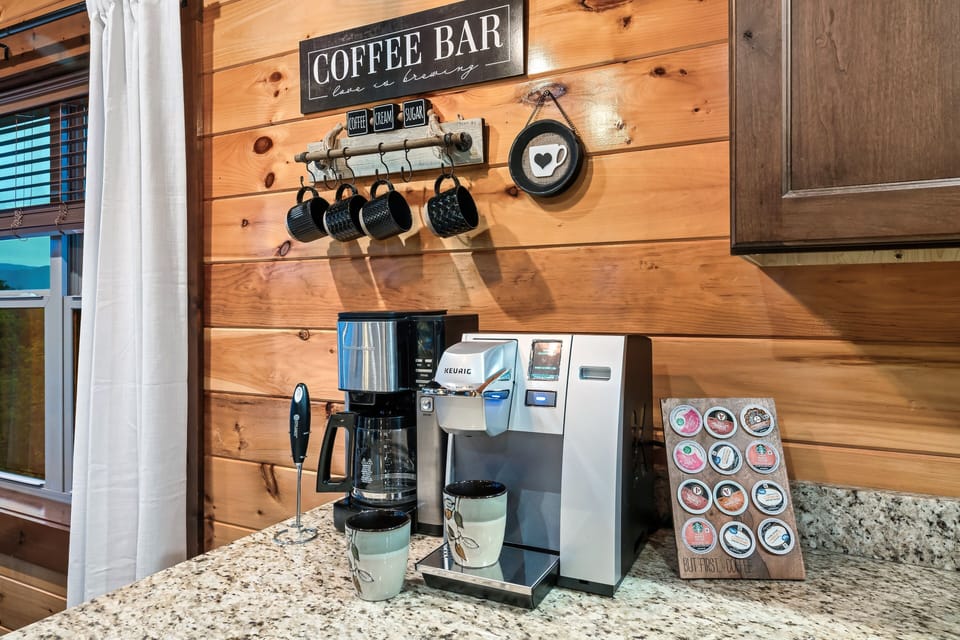 Fully stocked coffee bar to start your day off the right way!