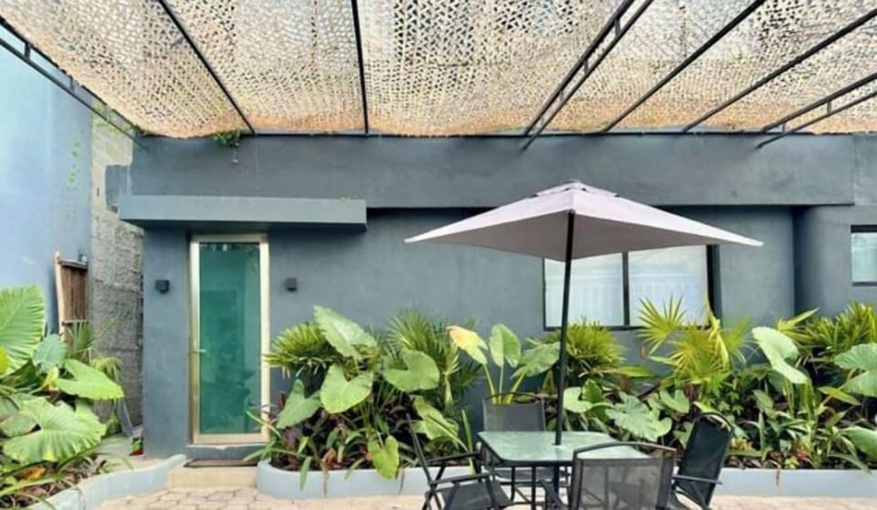 Shared garden patio with seating