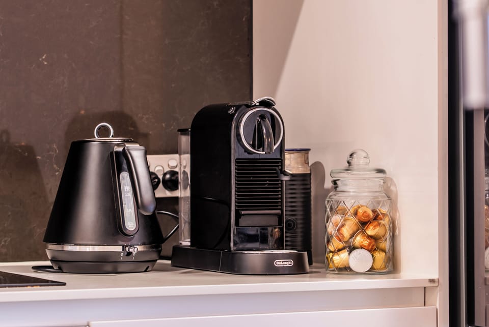 Enjoy barista-style coffee from the comfort of your stay with our Nespresso coffee machine, provided for your convenience. A selection of pods is included to get you started