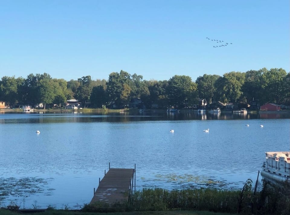 Beautiful views from your front deck. Located directly on the Lake Heaton.