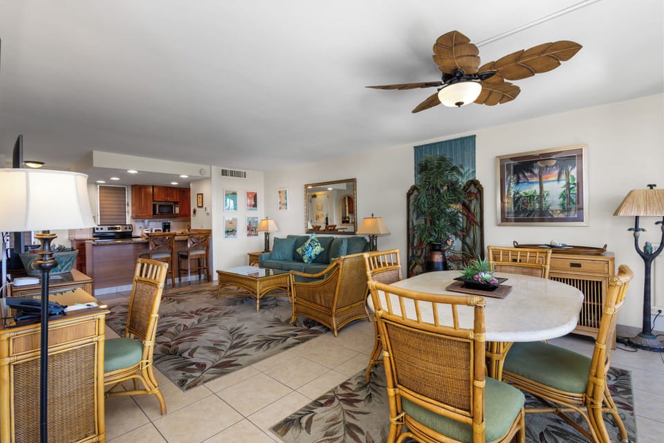 Step into your island-inspired retreat with tropical bamboo furnishings, coastal décor, and an open layout perfect for relaxing after days spent exploring paradise.