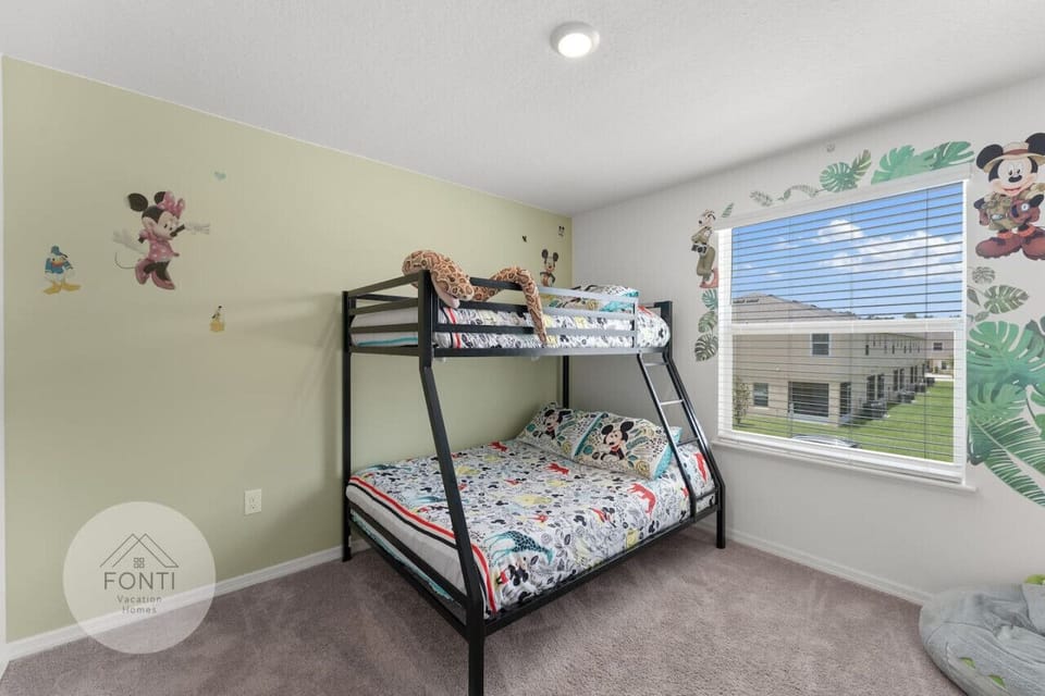 Bedroom #3 with Bunk bed #Disney #parks #kingdom #springs #fiestakey #resort #townhouse #Vacation #Rental #waterpark #Kissimmee #Orlando  #universal #citywalk