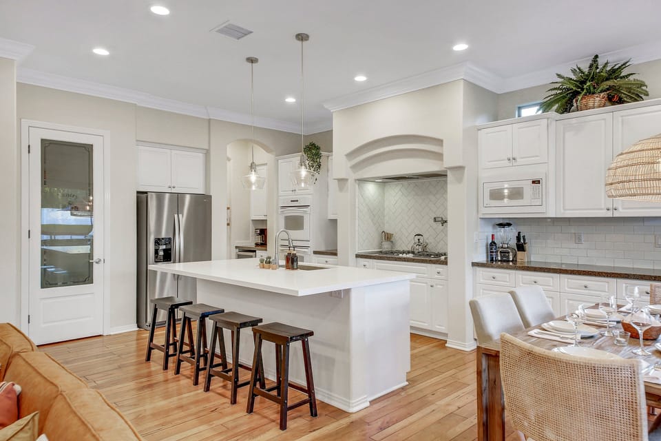House, Multiple Beds, Pool Access, Pool View (Wilder Out West: Luxury Pickleball) | Private kitchen | Fridge, microwave, oven, stovetop