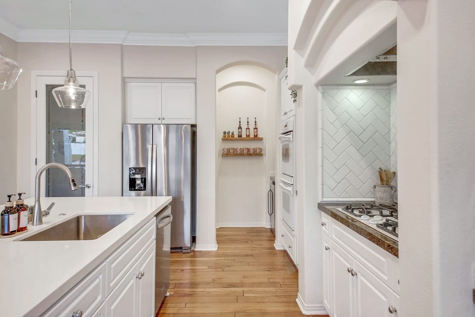 House, Multiple Beds, Pool Access, Pool View (Wilder Out West: Luxury Pickleball) | Private kitchen | Fridge, microwave, oven, stovetop