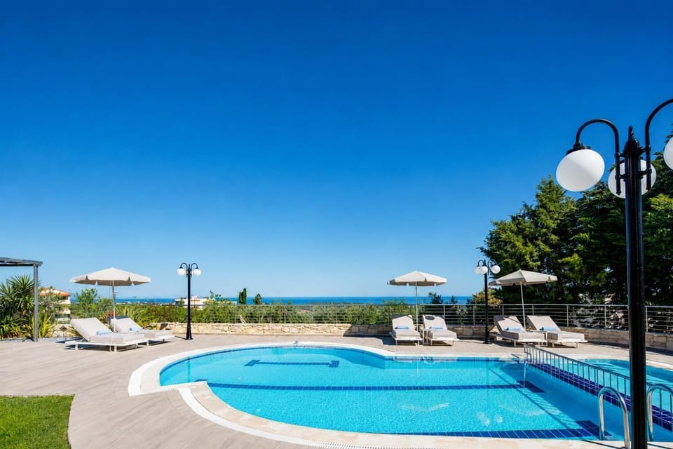 Private pool and terrace with sea views