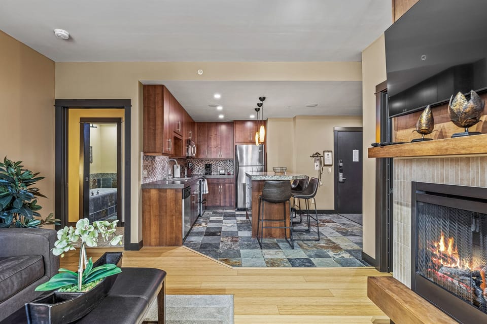 Fire place & Kitchen