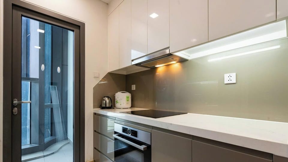 Design Apartment, 2 Bedrooms, Balcony, City View | Private kitchen | Fridge, microwave, stovetop, rice cooker