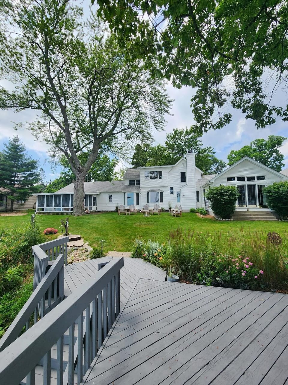 Beautiful view of the house from the upper deck.