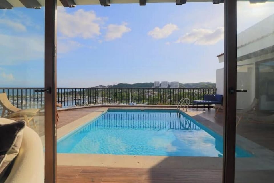 Stepping out from the main bedroom to the pool terrace, unbeatable feeling.