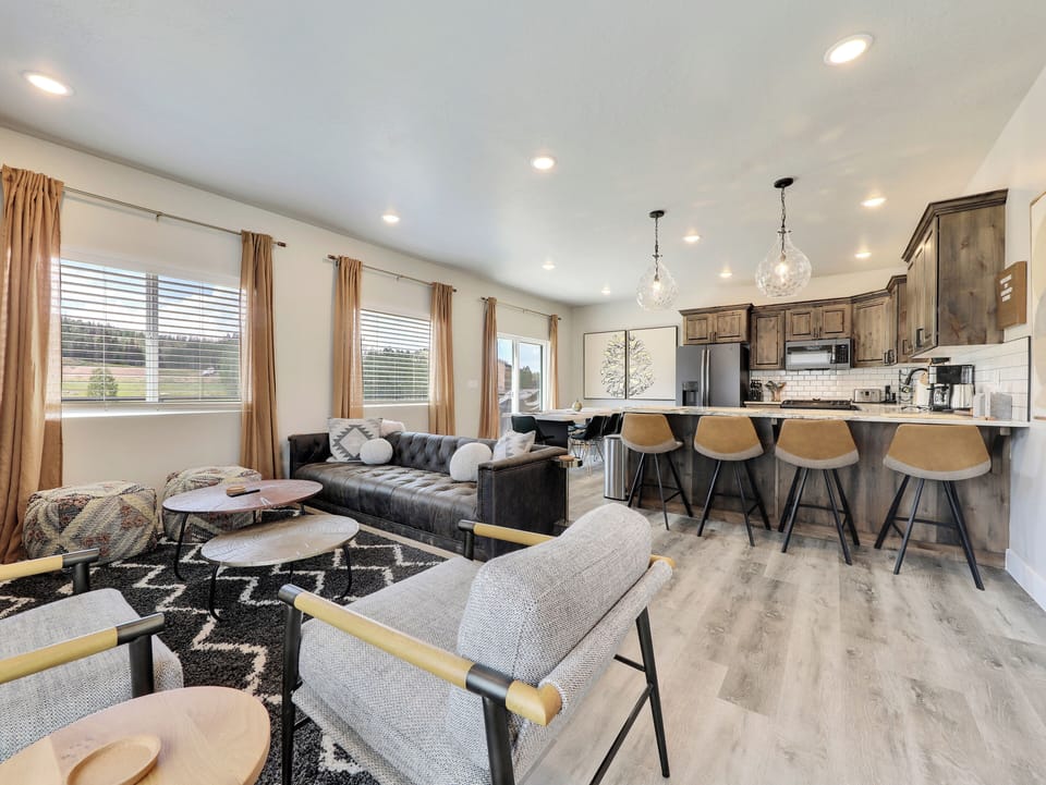 View of Great Room and Kitchen with Counter Seating for 4