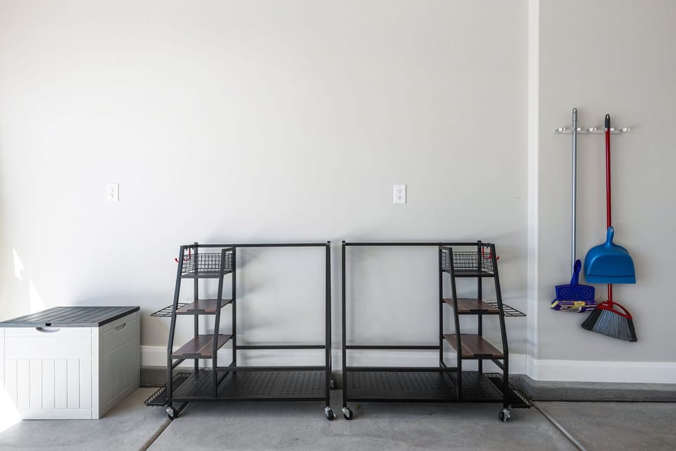 2 car garage w/ golf bag storage.