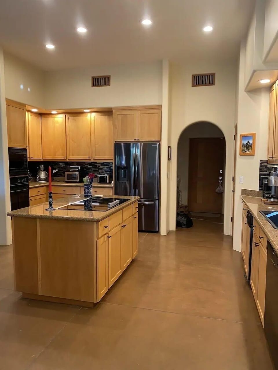 Floor, Indoors, Kitchen, Refrigerator, Flooring