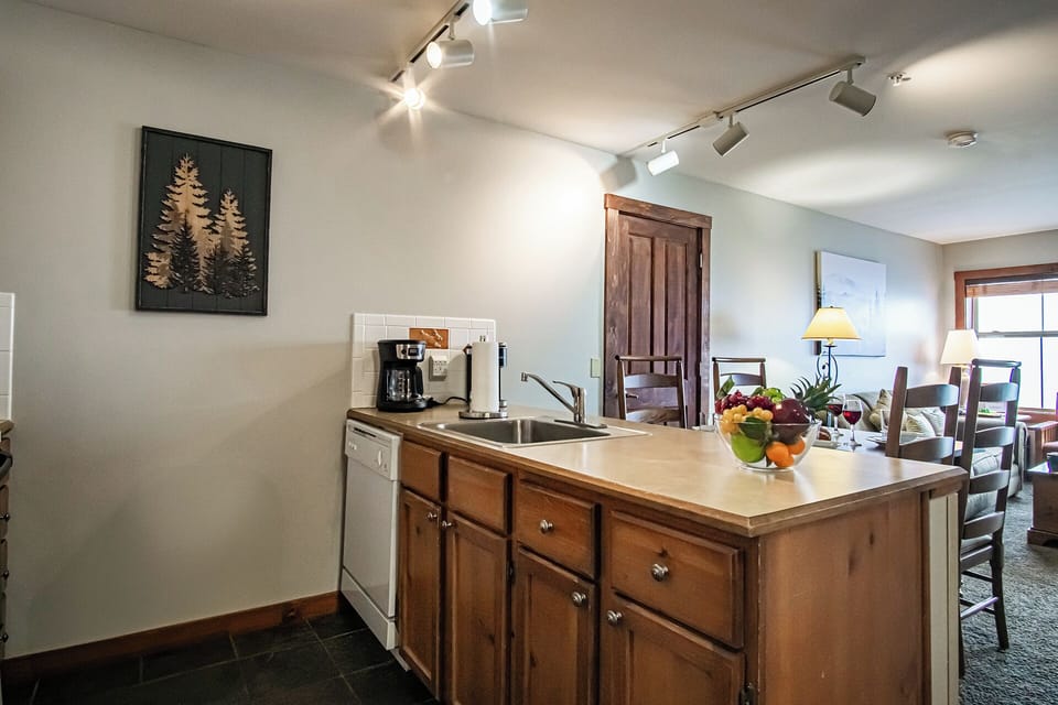 Fully stocked kitchen.