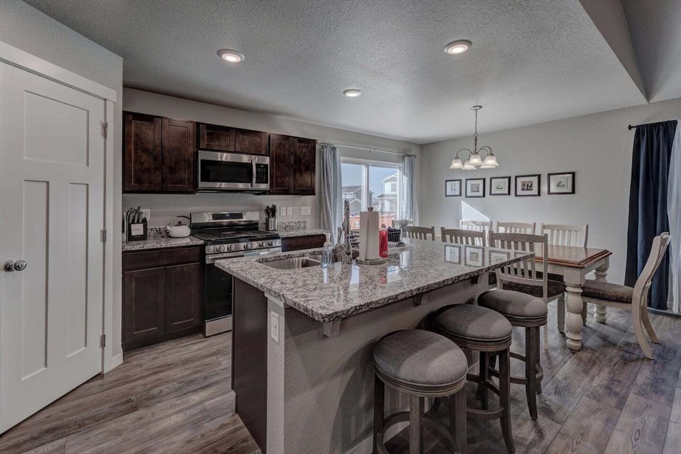 Full-size kitchen with all the standard appliances, cookware, and utensils