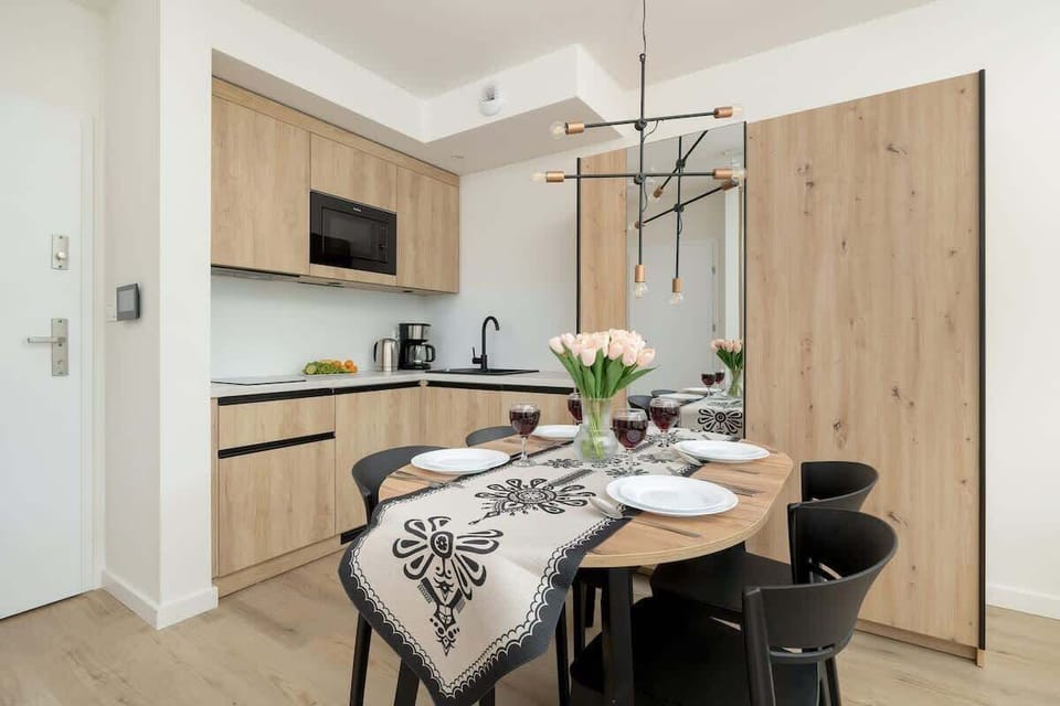 The kitchenette's practical layout maximizes space and functionality.