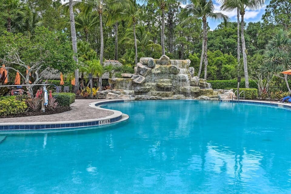 Free form pool with waterfall