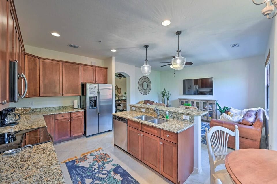 Fully stocked kitchen with island!