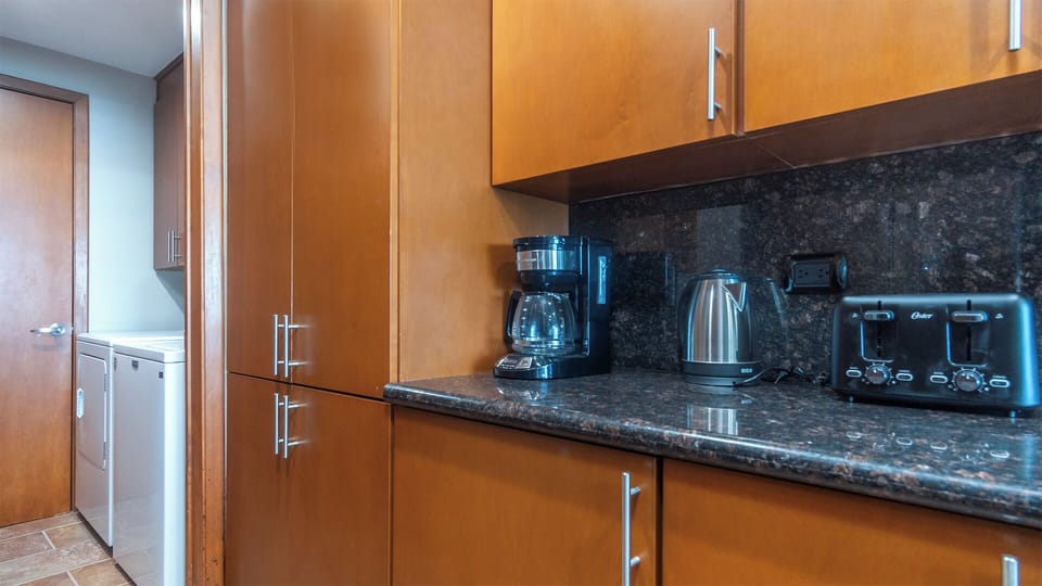 Small appliances, and access to washer and dryer.