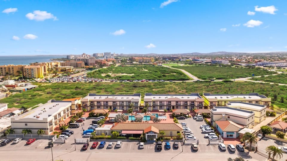 Aerial view of the property.