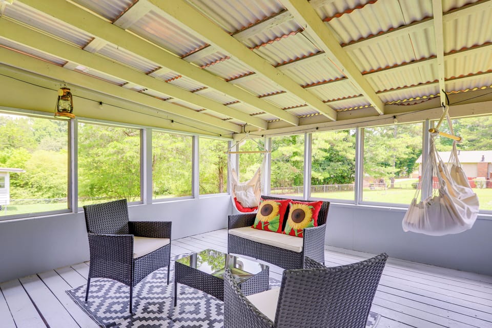 Screened Porch | Hammock Chair Swings | Fenced Backyard