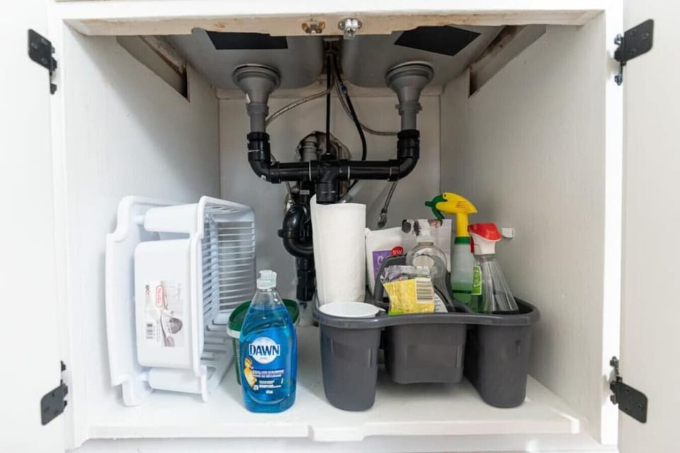 Cleaning products provided to guests to address any culinary, kid, or day-to-day messes. The products are effective, efficient, and cater to different cleaning needs. Are arranged for easy access and convenience, ensuring that guests can fully enjoy!