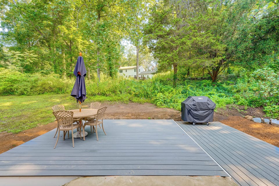 Private Deck | 2-Story Home | Gas Grill | Outdoor Dining Area