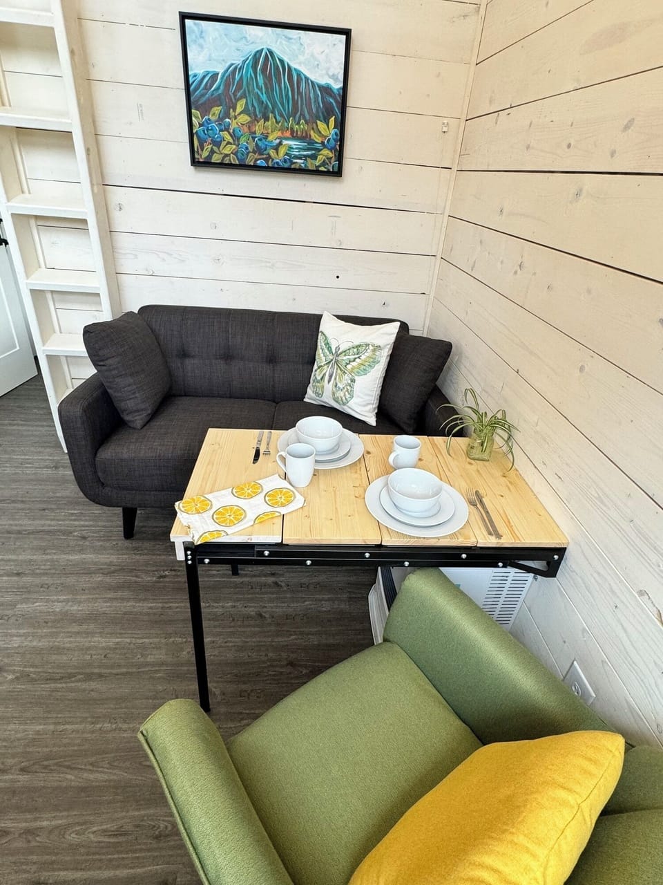 Tiny cabin sitting interior