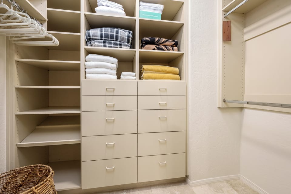 Walk in closet in the master