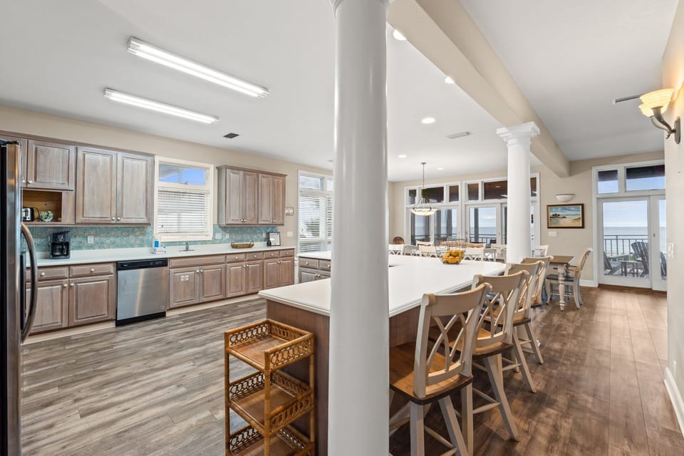 large kitchen with abundant counter space